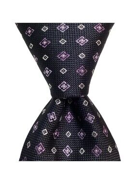 Bill Robinson Men's Polyester Skinny Necktie Designer Geometric Blue/Purple EUC